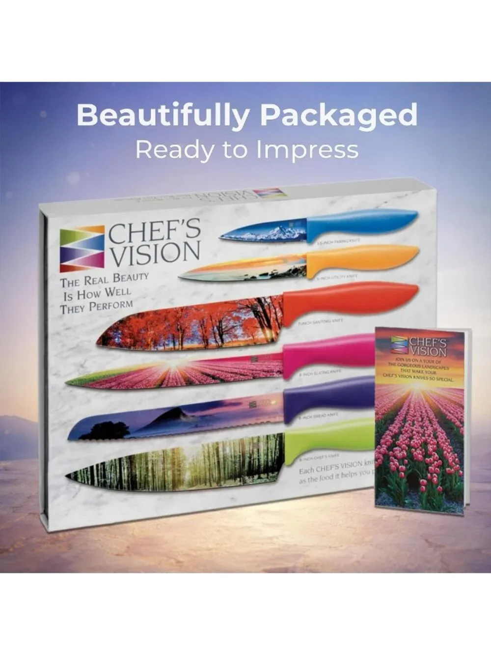 Six-Piece Stainless Steel Landscape Knife Set for Precision Cooking & Meal Prep